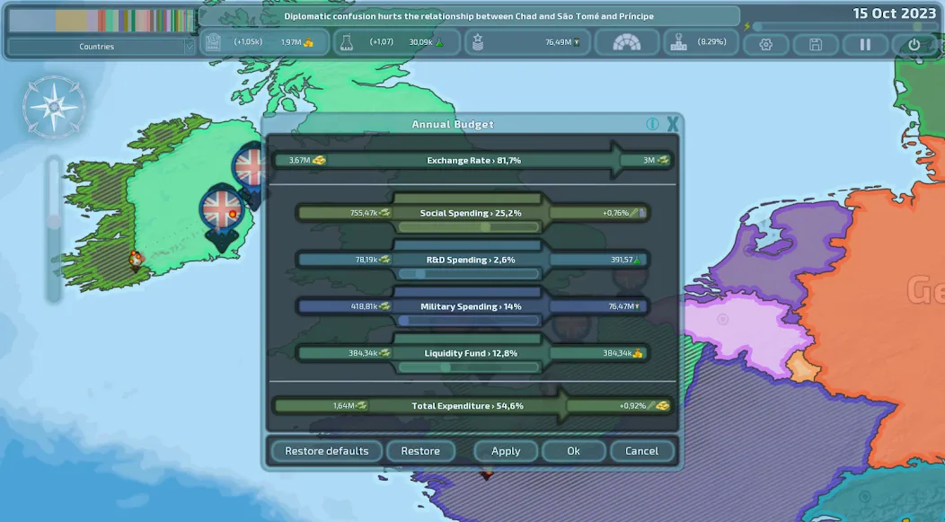Взломанная Dummynation [MOD: безлимитные ресурсы и открыты все страны] на Андроид — скриншот 5