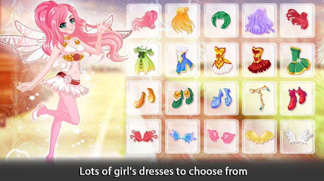 Скачать взлом Dress Up Angel Anime Girl Game [MOD: безлимитные монеты и все наряды] — скриншот 1
