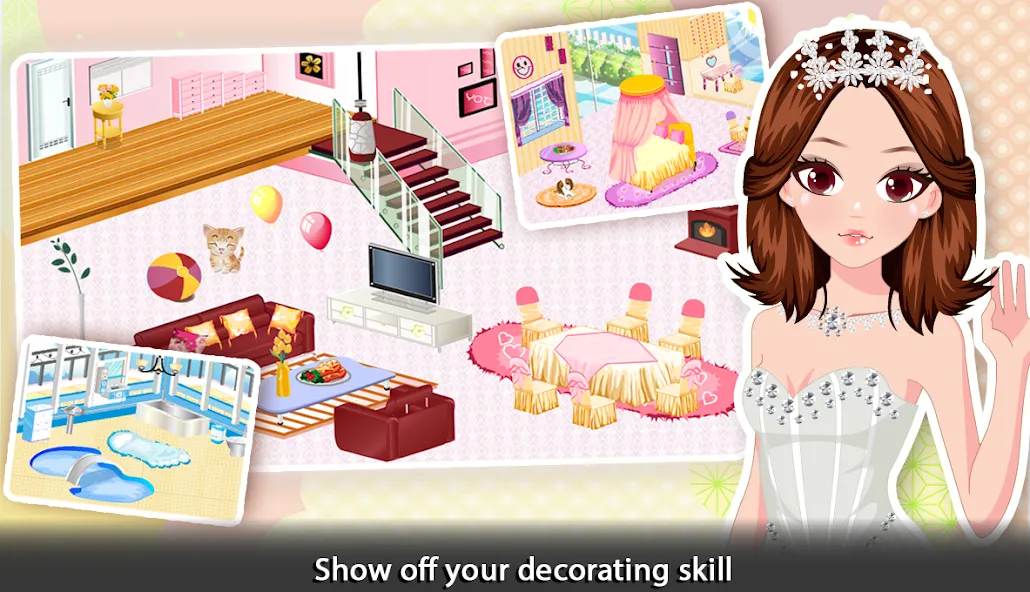 Скачать Girl Doll House - Room Design [MOD: безлимитные деньги и открыты все комнаты] на телефон — скриншот 2