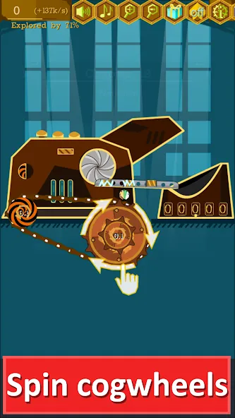 Взломанная Steampunk Idle Gear Spinner [MOD: безлимитные деньги и ускоренная прокачка] на Андроид — скриншот 1