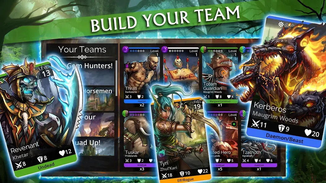 Взломанная Gems of War - Match 3 RPG [MOD: безлимитные ходы и открыты все герои] на Андроид — скриншот 2