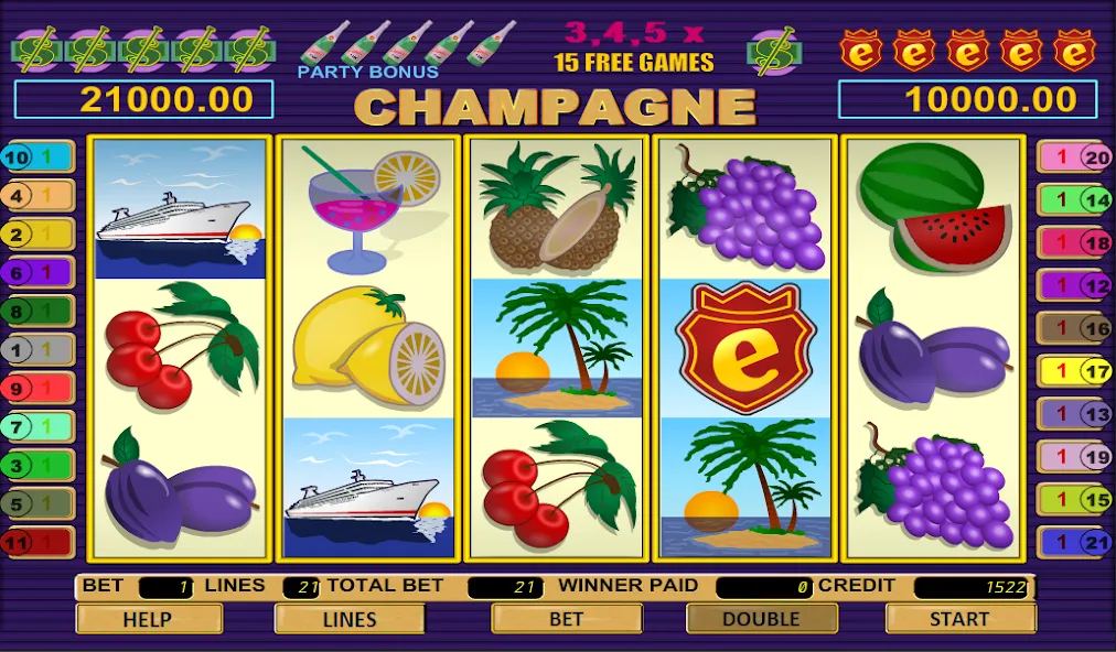 Взломанная Champagne Slot [MOD: безлимитные монеты и бонусы] на Андроид — скриншот 1