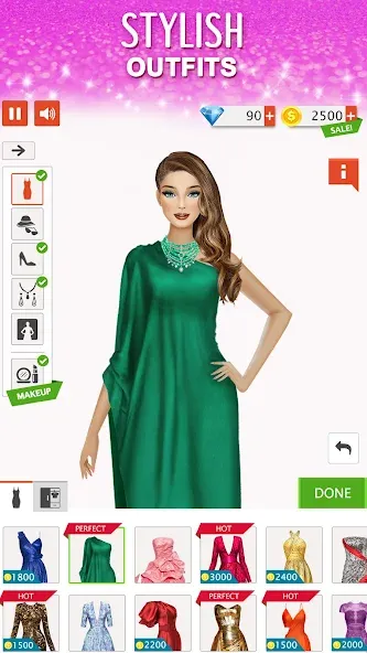 Скачать Fashion Stylist: Dress Up Game [MOD: безлимитные деньги и все наряды] на телефон — скриншот 2