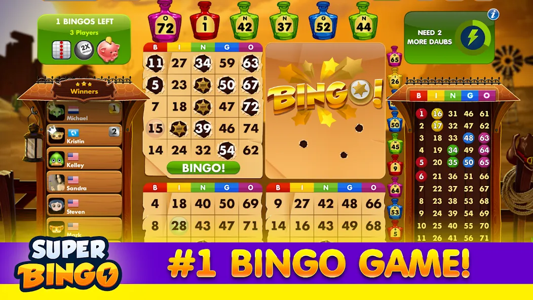 Скачать Super Bingo HD - Bingo Games [MOD: без рекламы и бесконечные билеты] — скриншот 4