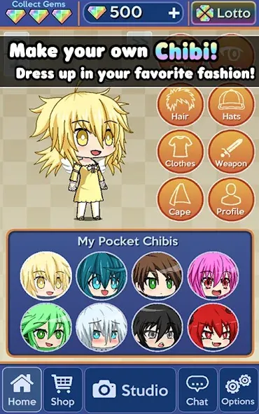 Скачать Pocket Chibi - Anime Dress Up [MOD: безлимитные монеты и алмазы] — скриншот 2