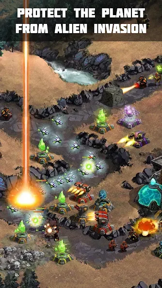 Скачать Ancient Planet Tower Defense [MOD: безлимитные ресурсы и открыты все уровни] на телефон — скриншот 1