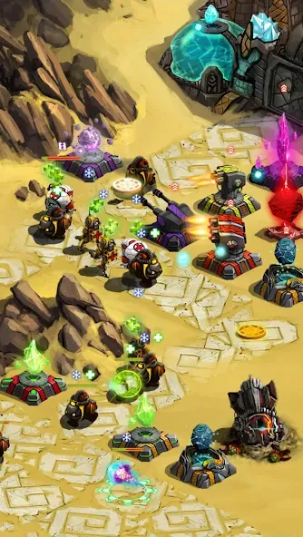 Скачать Ancient Planet Tower Defense [MOD: безлимитные ресурсы и открыты все уровни] на телефон — скриншот 4