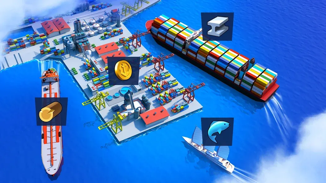 Скачать Sea Port: Cargo Boat Tycoon [MOD: безлимитные деньги и ресурсы] — скриншот 5