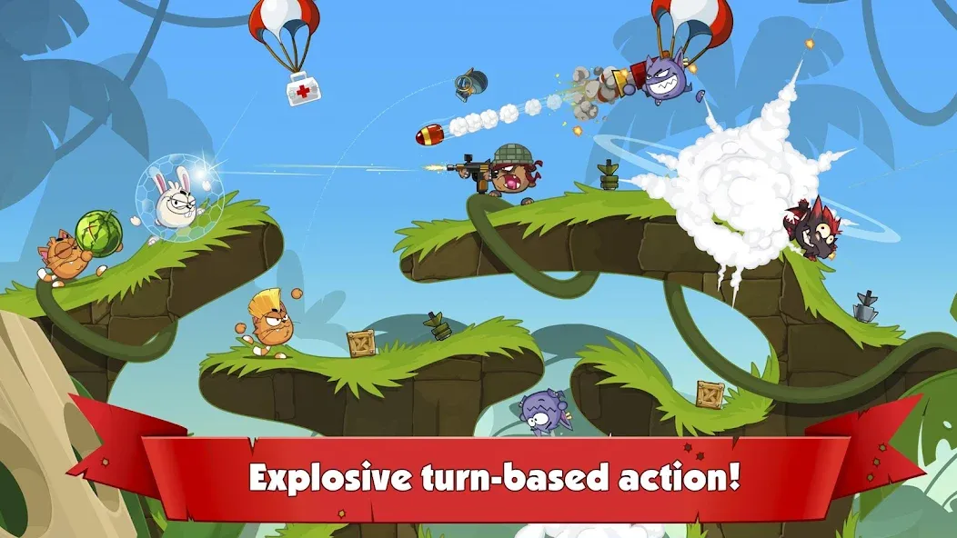 Wormix: PvP Tactical Shooter [MOD: безлимитные ресурсы и мощное оружие] (Бесплатно / APK) — скриншот 1