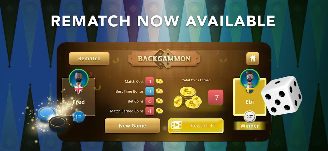 Взломанная Backgammon Classic + Online [MOD: без рекламы и онлайн-режим открыт] на Андроид — скриншот 1