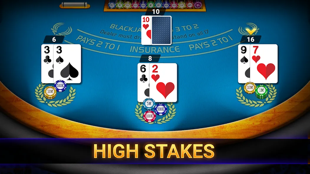 Взломанная Blackjack 21: online casino [MOD: безлимитные фишки и разблокированы столы] на Андроид — скриншот 2