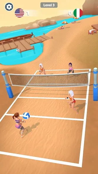 Beach Volleyball Game [MOD: безлимитные монеты и все уровни] на Андроид — скриншот 2