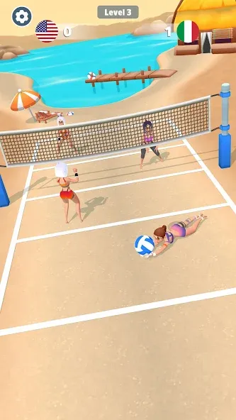 Beach Volleyball Game [MOD: безлимитные монеты и все уровни] на Андроид — скриншот 3