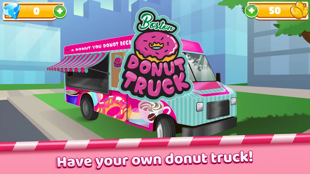Boston Donut Truck: Food Game [MOD: безлимитные деньги и ресурсы] на Андроид — скриншот 1