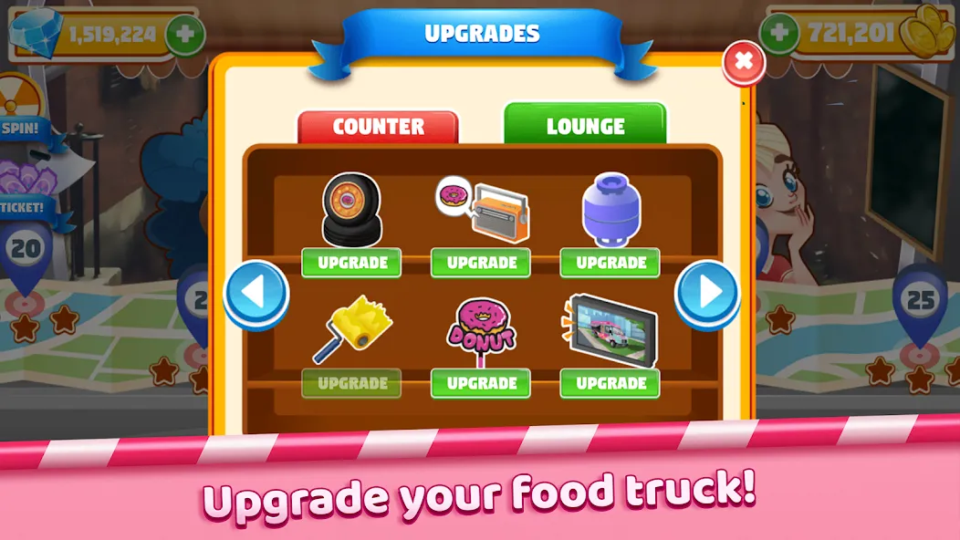 Boston Donut Truck: Food Game [MOD: безлимитные деньги и ресурсы] на Андроид — скриншот 3