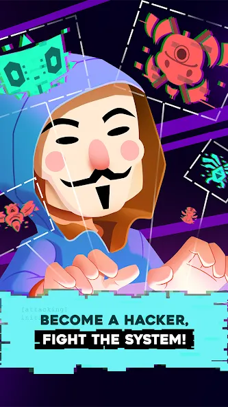 Скачать Hacking Hero: Hacker Clicker [MOD: безлимитные деньги и энергия] на телефон — скриншот 1