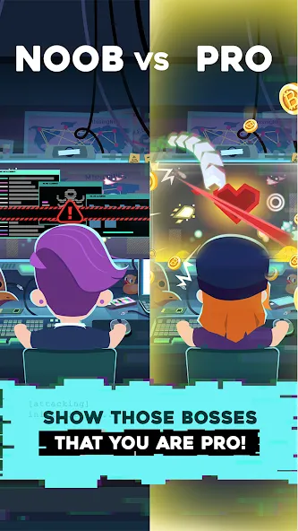 Скачать Hacking Hero: Hacker Clicker [MOD: безлимитные деньги и энергия] на телефон — скриншот 5