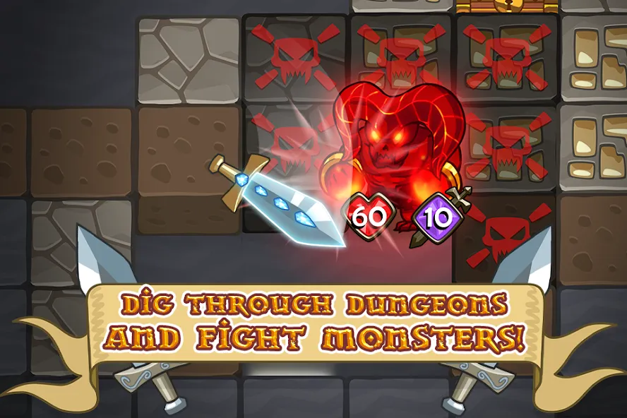 Скачать Mine Quest: Battle Dungeon RPG [MOD: безлимитные ресурсы и усиленные герои] на телефон — скриншот 3