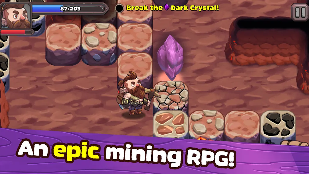 Скачать Mine Quest 2: RPG Mining Game [MOD: безлимитные деньги и ресурсы] — скриншот 1