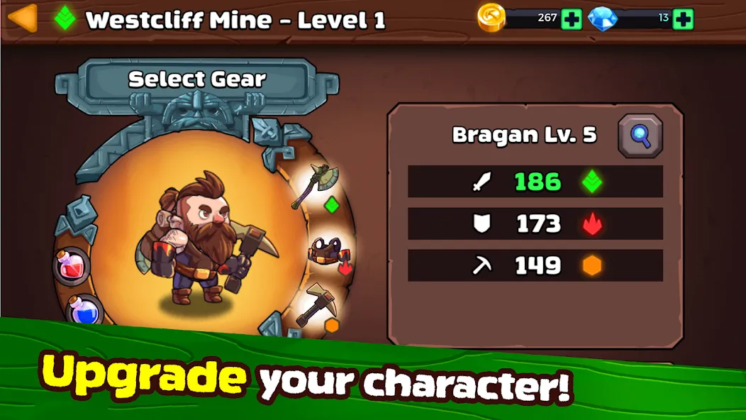 Скачать Mine Quest 2: RPG Mining Game [MOD: безлимитные деньги и ресурсы] — скриншот 3