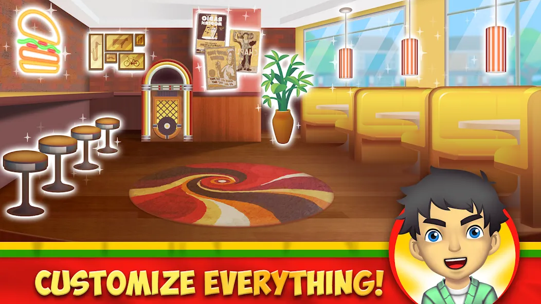 Взломанная My Burger Shop 2: Food Game [MOD: безлимитные деньги и продукты бесплатно] на Андроид — скриншот 2
