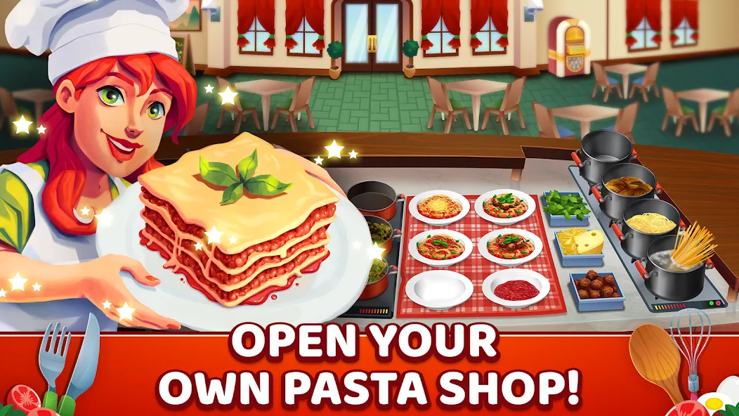 Взломанная My Pasta Shop: Cooking Game [MOD: безлимитные монеты и открыты все рецепты] на Андроид — скриншот 1