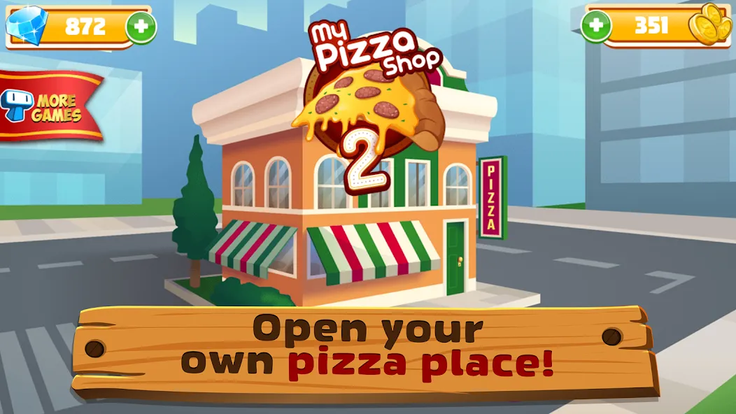 Взломанная My Pizza Shop 2: Food Games [MOD: безлимитные деньги и ресурсы] на Андроид — скриншот 1