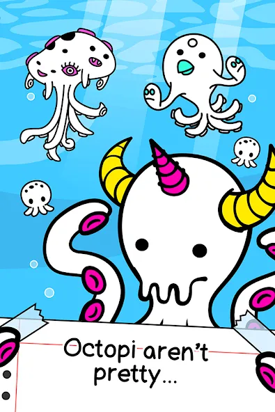 Octopus Evolution: Idle Game [MOD: безлимитные деньги и алмазы] последняя версия — скриншот 1