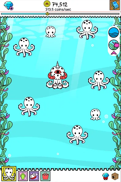 Octopus Evolution: Idle Game [MOD: безлимитные деньги и алмазы] последняя версия — скриншот 5