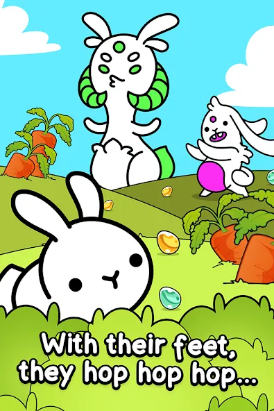 Взломанная Rabbit Evolution: Merge Bunny [MOD: безлимитные монеты и усиленные кролики] на Андроид — скриншот 1