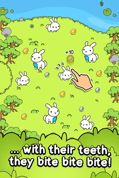 Взломанная Rabbit Evolution: Merge Bunny [MOD: безлимитные монеты и усиленные кролики] на Андроид — скриншот 2
