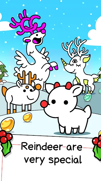 Reindeer Evolution: Idle Game [MOD: много монет и ускорение] на Андроид — скриншот 1
