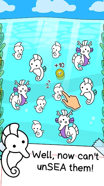 Взломанная Seahorse Evolution: Sea Mutant [MOD: безлимитные деньги и ресурсы] на Андроид — скриншот 2