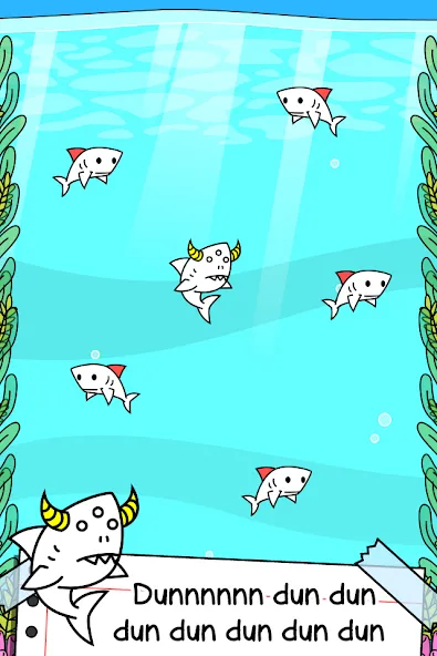 Взломанная Shark Evolution: Idle Game [MOD: безлимитные монеты и быстрая эволюция] на Андроид — скриншот 2