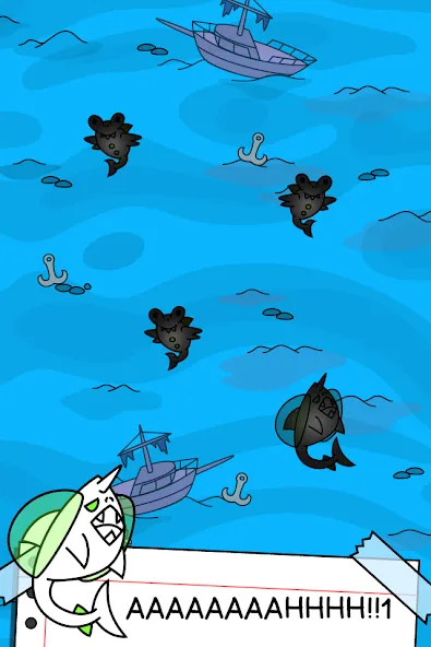Взломанная Shark Evolution: Idle Game [MOD: безлимитные монеты и быстрая эволюция] на Андроид — скриншот 3