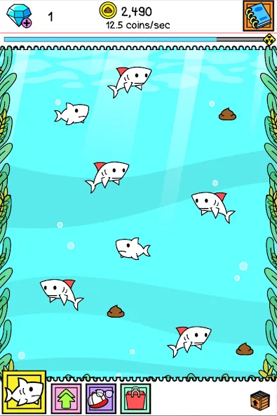 Взломанная Shark Evolution: Idle Game [MOD: безлимитные монеты и быстрая эволюция] на Андроид — скриншот 5