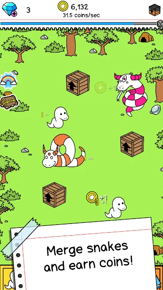 Скачать Snake Evolution: Idle Merge IO [MOD: безлимитные деньги и усиленные змеи] — скриншот 2