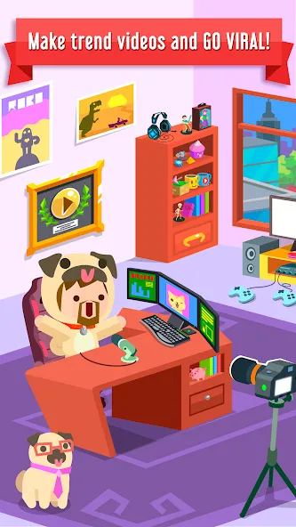 Vlogger Go Viral: Tuber Life [MOD: безлимитные деньги и подписчики] — Скачать бесплатно (APK) — скриншот 2