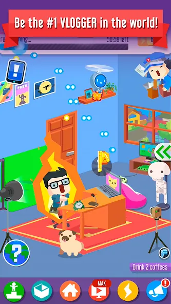 Vlogger Go Viral: Tuber Life [MOD: безлимитные деньги и подписчики] — Скачать бесплатно (APK) — скриншот 4