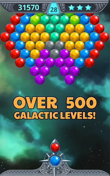 Взломанная Bubble Shooter Space [MOD: безлимитные жизни и усилители] на Андроид — скриншот 1