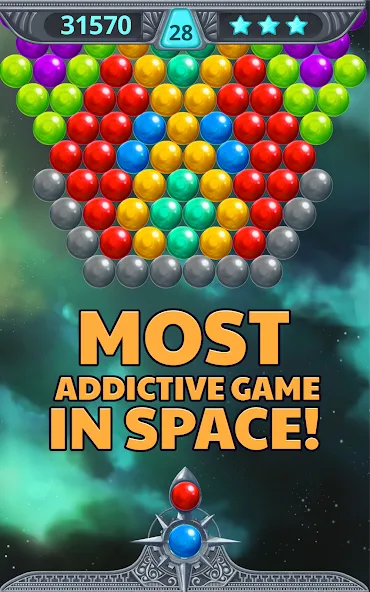 Взломанная Bubble Shooter Space [MOD: безлимитные жизни и усилители] на Андроид — скриншот 2