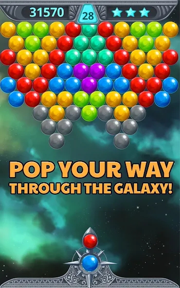 Взломанная Bubble Shooter Space [MOD: безлимитные жизни и усилители] на Андроид — скриншот 3