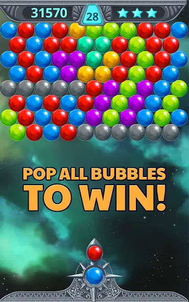 Взломанная Bubble Shooter Space [MOD: безлимитные жизни и усилители] на Андроид — скриншот 4