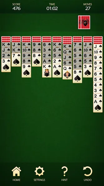 Скачать Spider Solitaire: Card Game [MOD: без рекламы и безлимитные подсказки] — скриншот 2