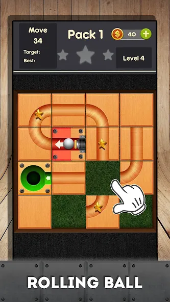 Rolling ball - slide puzzle [MOD: без рекламы и все уровни открыты] на Андроид — скриншот 1