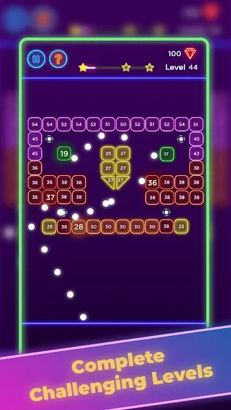 Скачать Brick Breaker - Neon Bricks [MOD: без рекламы и много жизней] — скриншот 4