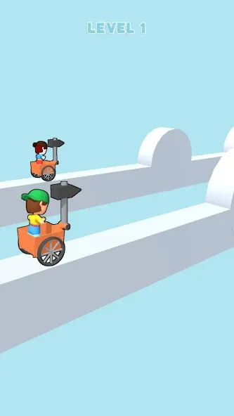 Скачать Hammer Race 3D [MOD: безлимитные деньги и улучшения] — скриншот 1