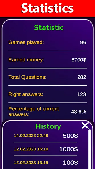 Millionaire 2024 [MOD: безлимитные деньги и подсказки] последняя версия — скриншот 4