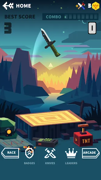 Скачать взлом Flippy Knife: 3D flipping game [MOD: безлимитные монеты и ножи открыты] — скриншот 5