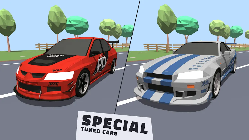 Скачать Polygon Drift: Traffic Racing [MOD: без рекламы и открыты машины] — скриншот 1